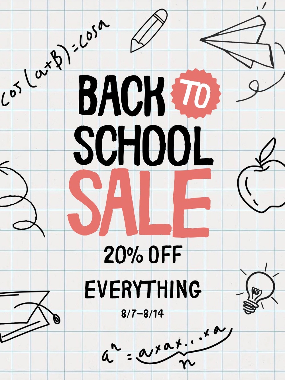 Back to School Sale Phone Wallpaper - Pink Accent